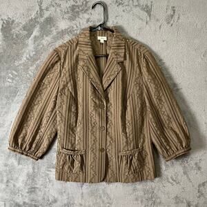 J.Jill Floral Stripe Lace Up Back Jacket Dark Academia Victorian Prairie Cottage